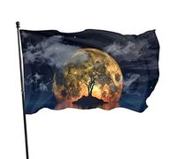 3x5 Ft Striscione a colori vivaci Bandiera di benvenuto sopravvento all'aperto Albero spettrale e luna Bandiera decorativa da giardino in poliestere premium Festival stagi