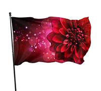3x5 Ft Striscione decorativo per esterni Grande bandiera da giardino Petali di dalia rossa Fiore Bandiera divertente Colori vivaci in poliestere Band