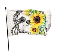 3x5 Ft Striscione decorativo per esterni Grande bandiera da giardino Simpatico animale e girasole Bandiera divertente Colori vivaci Bandiera sopravvento in poliestere Band