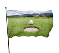 3x5 Ft Striscione decorativo per esterni Pallina da golf Vicino al foro Bandiera da giardino Bandiera da vento a colori vivaci in poliestere premium Festival stagionale Ba