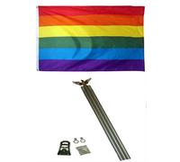 3x5 Gay Pride Bandiera Arcobaleno W 1.8m Alluminio Asta Bandiera Kit