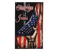 3x5 Grazie Bandiera di Gesù Dio benedica l'America Bandiera di Gesù Una nazione sotto la bandiera di Dio Credi in Cristo Bandiera cristiana con occhielli in metallo Senza asta portabandiera