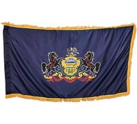 3x5 Pennsylvania Stato Poly Nylon Manica W/ Oro Frangia Bandiera 3'x5'Banner