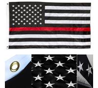 3x5 Sottile Rosso Linea Fuoco Fighter Dipartimento Ricamato Premium Double Sided