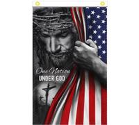 3X5 Uno Nation Sotto Dio USA Reveal Verticale Bandiera Banner 100D W/Tenuta