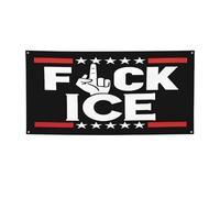 3x6 Ft Fuck Ice Banner Sign Support Immigrati Divertenti Striscioni di Protesta Bandiere Cartelli da Giardino Decorazione da Parete per Camera da Letto