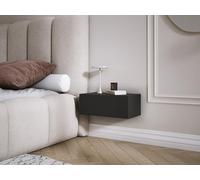 3xE living Comodino sospeso con cassetto - frontale liscio - colore: Nero, 40 x 20 x 16 cm