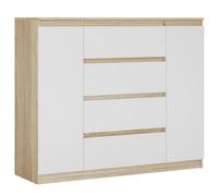 3xEliving Demi 2D4S Cassettiera, Colore: quercia sonoma/Bianco, Dimensioni: L: 120 cm, P 39 cm, H: 101 cm. Soggiorno, camera da letto e ufficio