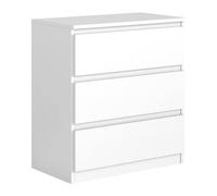 3xEliving elegante e spaziosa cassettiera Demii 3 cassetti 70cm, colore bianco, perfetta per il soggiorno, l'ufficio, la camera da letto, dimensioni 70 x 39 x 79cm