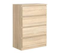 3xEliving Elegante e spaziosa cassettiera Demii 4 cassetti 102 cm, colore rovere sonoma, perfetta per il soggiorno, l'ufficio, la camera da letto, dimensioni 70 x 39 x 101 cm