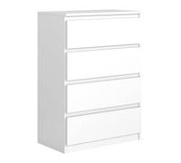3xeliving Elegante e spaziosa cassettiera Demii 4 cassetti 102cm, colore bianco, perfetta per il soggiorno, l'ufficio, la camera da letto, dimensioni: 70 x 39 x 101 cm