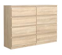 3xeliving Elegante e spaziosa cassettiera Demii 8 cassetti 140 cm, rovere sonoma, perfetta per il soggiorno, l'ufficio, la camera da letto, dimensioni 140 x 39 x 101 cm