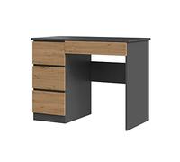 3xEliving Lato Sinistro Scrivania con 4 cassetti, 51 cm x 130 cm x 76 cm, Antracite/Rovere Artigiano, Ufficio Seduto In Piedi