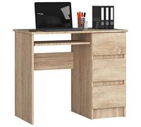 3xEliving SCRIVANIA LYNNA A6 DESTRA SONOMA Piccola scrivania con 4 cassetti sul lato destro, Dimensioni: Altezza: 77 cm, Larghezza: 90 cm, Profondità: 50 cm