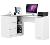 3xEliving SCRIVANIA LYNNA B20 SINISTRA BIANCA Grande scrivania ad angolo con tre cassetti e un mobile, lato sinistro, Dimensioni: Altezza: 77 cm, Larghezza: 155/89 cm, Profondità: 45/48,5 cm