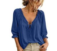 3xl Nero Camicia Donna Estiva Oversize Elegant Manica 3/4 Camicetta in Lino Traspirante Blusa Maglietta Curvy Camicie Sciolto T-shirt Moda Bohemian Tops Da Spiaggia Top Solida Colore Coreana L Beige M