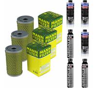 3xMANN-FILTER Ölfilter-h 601+3xLiqui Moly pro-Line Lavaggio Motore / 3x Cera Tec