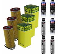 3xMANN-FILTER Ölfilter-h 712 K + 3xLiqui Moly pro-Line Lavaggio Motore / 3x Cera