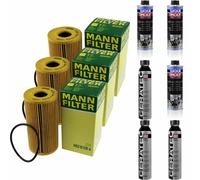 3xMANN-FILTER Ölfilter-hu 618 X+ 3xLiqui Moly pro-Line Lavaggio Motore / 3x Cera