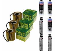 3xMANN-FILTER Ölfilter-hu 68 X+ 3xLiqui Moly pro-Line Lavaggio Motore / 3x Cera