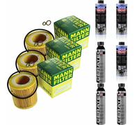 3xMANN-FILTER Ölfilter-hu 816 X+ 3xLiqui Moly pro-Line Lavaggio Motore / 3x Cera