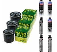 3xMANN-FILTER Ölfilter-w 67/2 + 3xLiqui Moly pro-Line Lavaggio Motore / 3x Cera