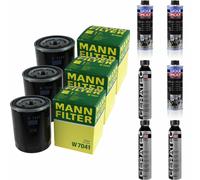 3xMANN-FILTER Ölfilter-w 7041+3xLiqui Moly pro-Line Lavaggio Motore / 3x Cera
