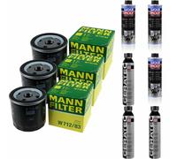 3xMANN-FILTER Ölfilter-w 712/83 + 3xLiqui Moly pro-Line Lavaggio Motore / 3x