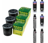 3xMANN-FILTER Ölfilter-w 814/80 + 3xLiqui Moly pro-Line Lavaggio Motore / 3x