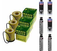3xMANN Ölfilter-hu 611/1 X+ 3xLiqui Moly pro-Line Lavaggio Motore / 3x Cera Tec