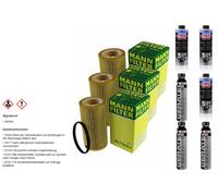 3xMANN Ölfilter-hu 719/6 X+ 3xLiqui Moly pro-Line Lavaggio Motore / 3x Cera Tec