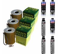 3xMANN Ölfilter-hu 926/5 X+ 3xLiqui Moly pro-Line Lavaggio Motore / 3x Cera Tec