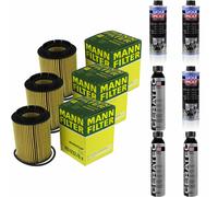 3xMANN Ölfilter-hu 932/6 X+ 3xLiqui Moly pro-Line Lavaggio Motore / 3x Cera Tec