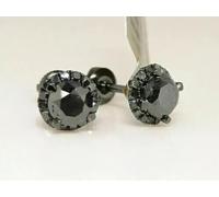 4.00 KT Black Diamond Solitario Borchie Rotondo AAA Certificato Anniversario