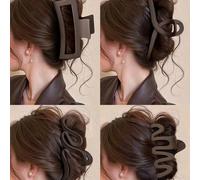 4/1 pezzi Fermagli per capelli da donna grandi, alla moda e versatili, in plastica leggera, per doccia, lavaggio del viso e abbinamento con i vestiti 4 pezzi,Quadrato 1pz,Un carattere 1 pz,Forma d'ond