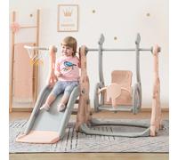 4 1 Scivolo da esterno per bambini Bit Be Slide con altalena, scivolo, scala e cestino da basket