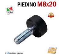 4-100 PIEDI PIEDE PIEDINO FILETTATO M8X20mm IN GOMMA D23X12 PER MOBILI E TELAI