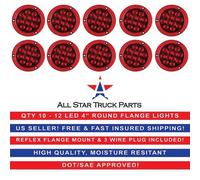 4 " 12 LED Rotondo Stop / Giro /Coda Camion Luce Reflex Flangia Montante Rosso/