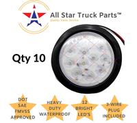 4 " 12 LED Rotondo Stop / Giro /Coda Rimorchio Luce Kit Spina & Grommet Ambra /