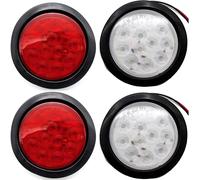 4 " 12 LED Rotondo Stop / Giro /Coda Rimorchio Luce Kit Spina & Grommet Ambra /