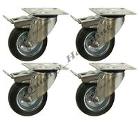 4-125mm 12.7Cm GOMMA NERA ROTANTE frenati rotelle - resistente 130KG ogni