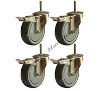 4 - 125mm acciaio inox gomma bullone foro frenati rotella raccordo 100kg ogni