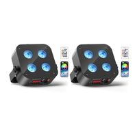 4 * 18W 6 in 1 Luce par a Batteria LED, 2PCS Mini Luce da Discoteca RGBWA+UV, Faretto per Effetti Scenici con Telecomando/APP/2.4DMX, Ricaricabile Adatto per Club di Compleanno di Feste Sul Palco