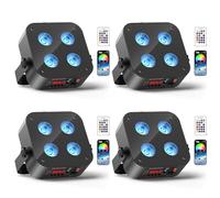 4 * 18W 6 in 1 Luce par a Batteria LED, 4PCS Mini Luce da Discoteca RGBWA+UV, Faretto per Effetti Scenici con Telecomando/APP/2.4DMX, Ricaricabile Adatto per Club di Compleanno di Feste Sul Palco