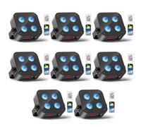 4 * 18W 6 in 1 Luce par a Batteria LED, 8PCS Mini Luce da Discoteca RGBWA+UV, Faretto per Effetti Scenici con Telecomando/APP/2.4DMX, Ricaricabile Adatto per Club di Compleanno di Feste Sul Palco