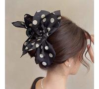 4/2/1 pezzo Fermaglio per capelli con fiocco in rete a pois neri, fermaglio a pinza elegante e delicato per autunno/inverno, accessorio per capelli essenziale per lo styling estivo in spiaggia, access