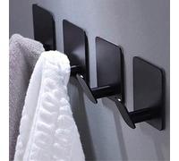 4/2/1 pezzo Ganci autoadesivi resistenti per asciugamani/accappatoi - Nero/Argento, Materiale in acciaio inossidabile, Senza necessità di foratura, Possono essere incollati su porte di camera da letto