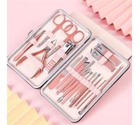 4-26pcs Stainless Steel Nail Clippers Set Scissores Tweezer Ear Pick Multi-Function Daily Hand Foot Care Tools Set,16PCS,A (18pcs A)