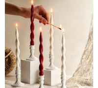 4/3/2 pezzi Candele profumate a spirale lunga stile vintage francese, candele a spirale con stelo lungo stile Ins, bianco e bordeaux come opzioni ideali, realizzate in cera di soia profumata, candele 