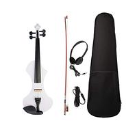 4/4 violino elettrico a grandezza naturale intagliato a mano in legno massello con corpo per violino e cuffie con arco ottagonale in legno brasiliano audio bianco